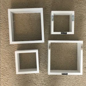 box shelves, white shelves